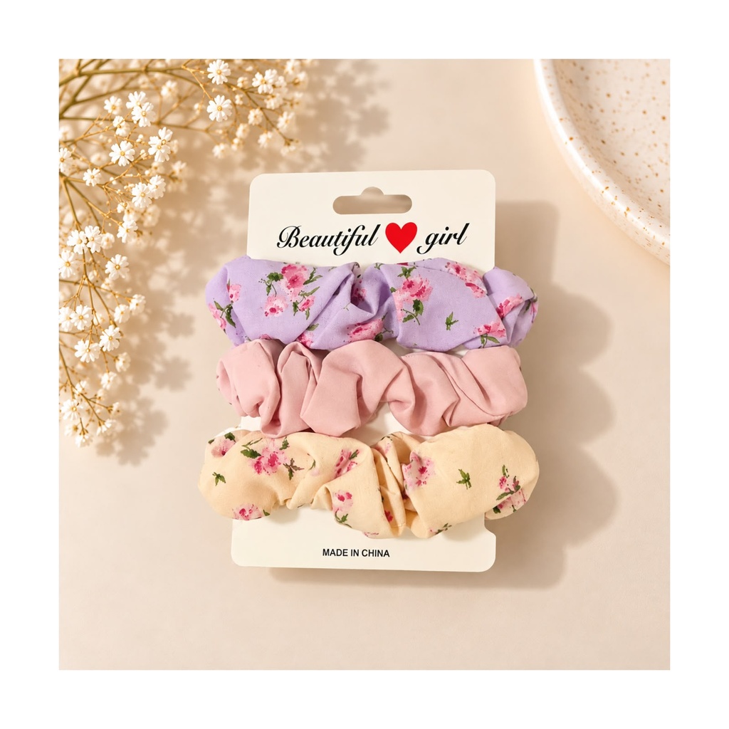 Floral Trio scrunchies