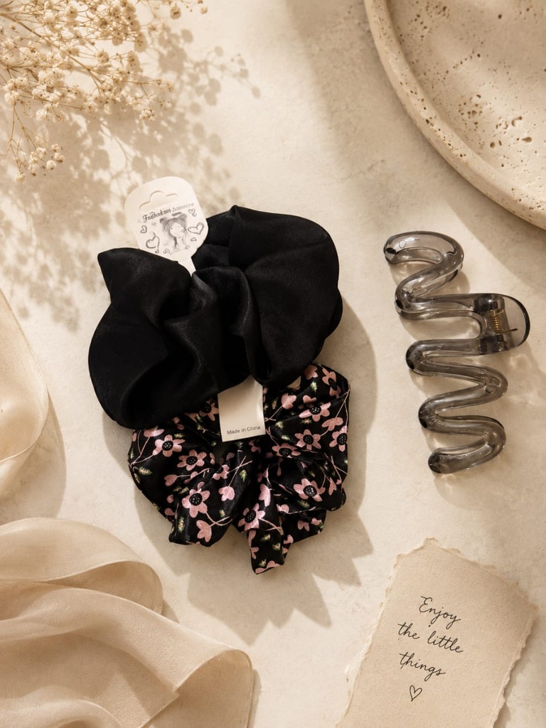Scrunchie & Claw Bundle - Black