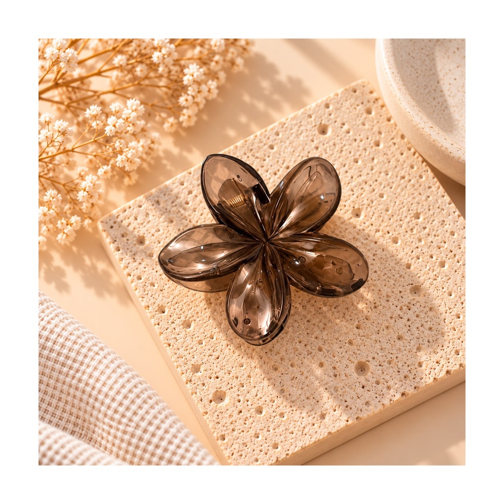 Flowery Hair Claw - Black