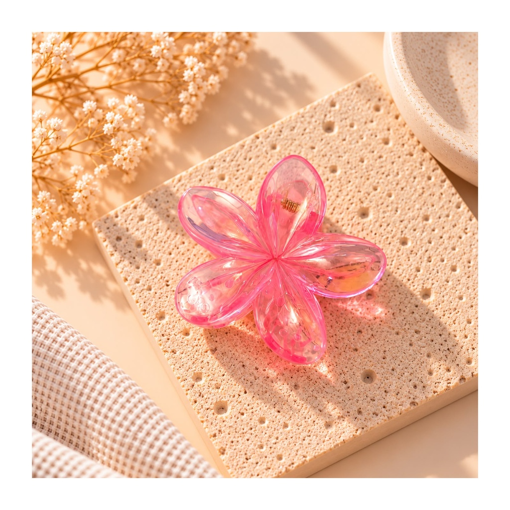 Flowery Hair Claw - Baby Pink