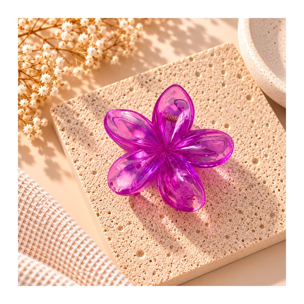 Flowery Hair Claw - Purple