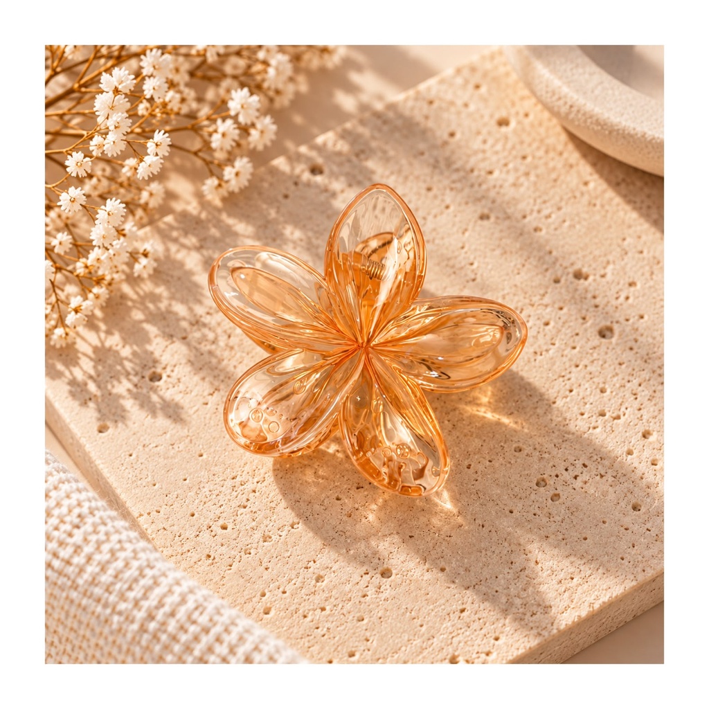 Flowery Hair Claw - Bronze