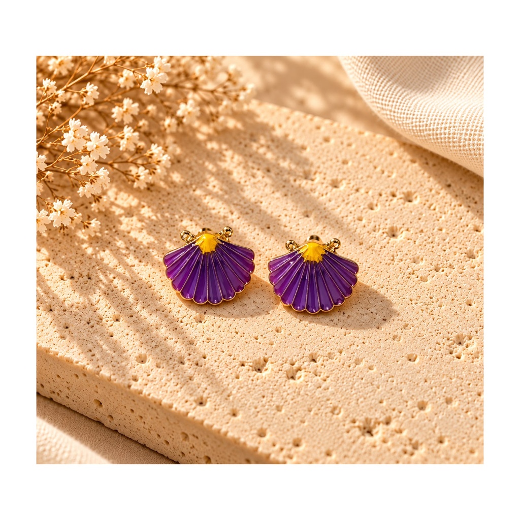 Purple Seashell Earrings
