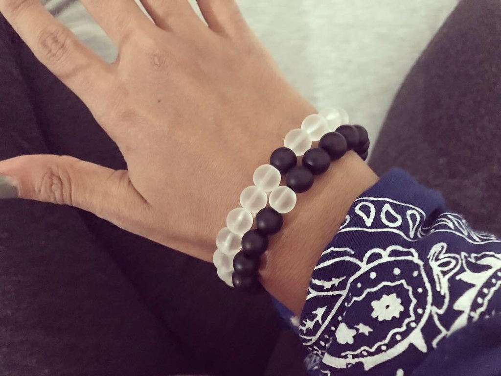 Bead Bracelets Set - Black X White