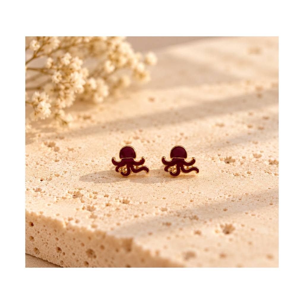 Burgundy Octopus Earrings