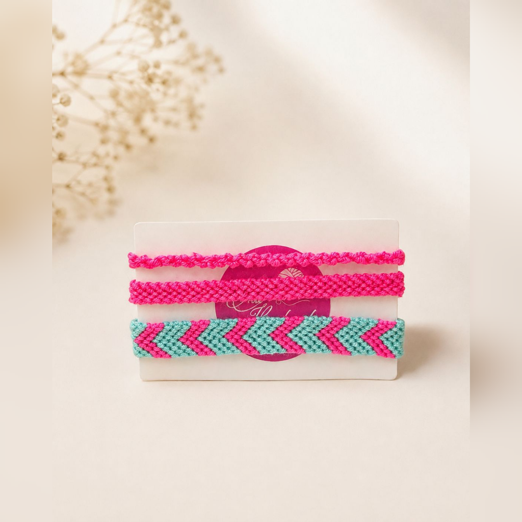 Friendship Bracelets Set - Fuchsia X Aqua